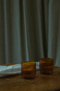 Lumi Ribbed Amber Glass Tumbler - Set of 2