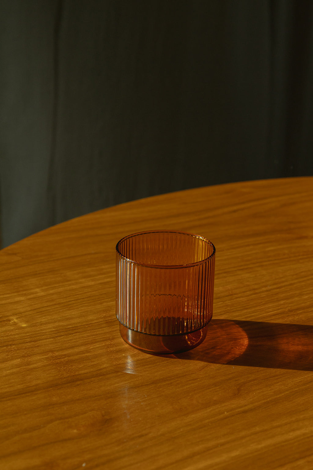 Lumi Ribbed Amber Glass Tumbler - Set of 2