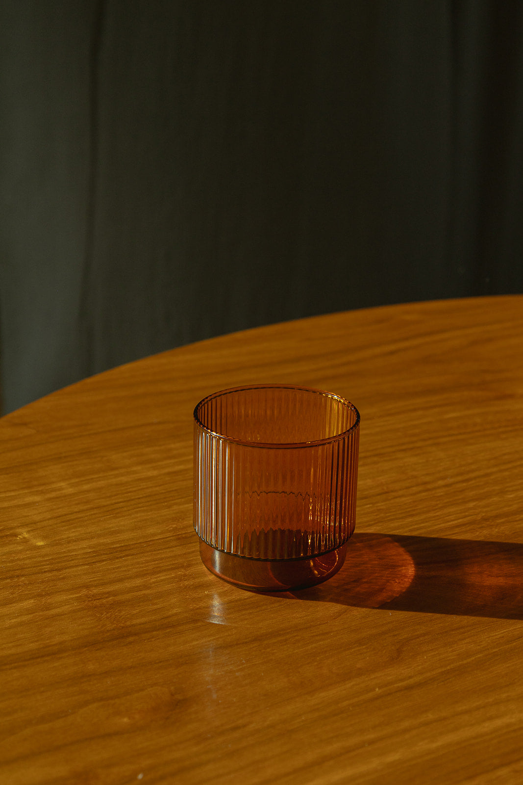 Lumi Ribbed Amber Glass Tumbler - Set of 2